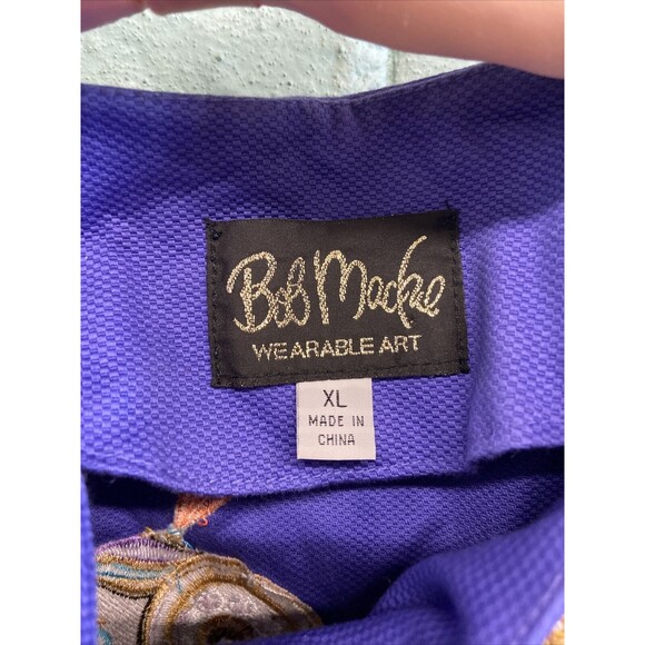 Bob Mackie Jacket XL Coat Wearable Art Purple Embroidered Elephants Vintage - Picture 6 of 12